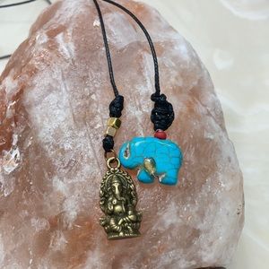 Ganesha Lucky Protection button necklace
